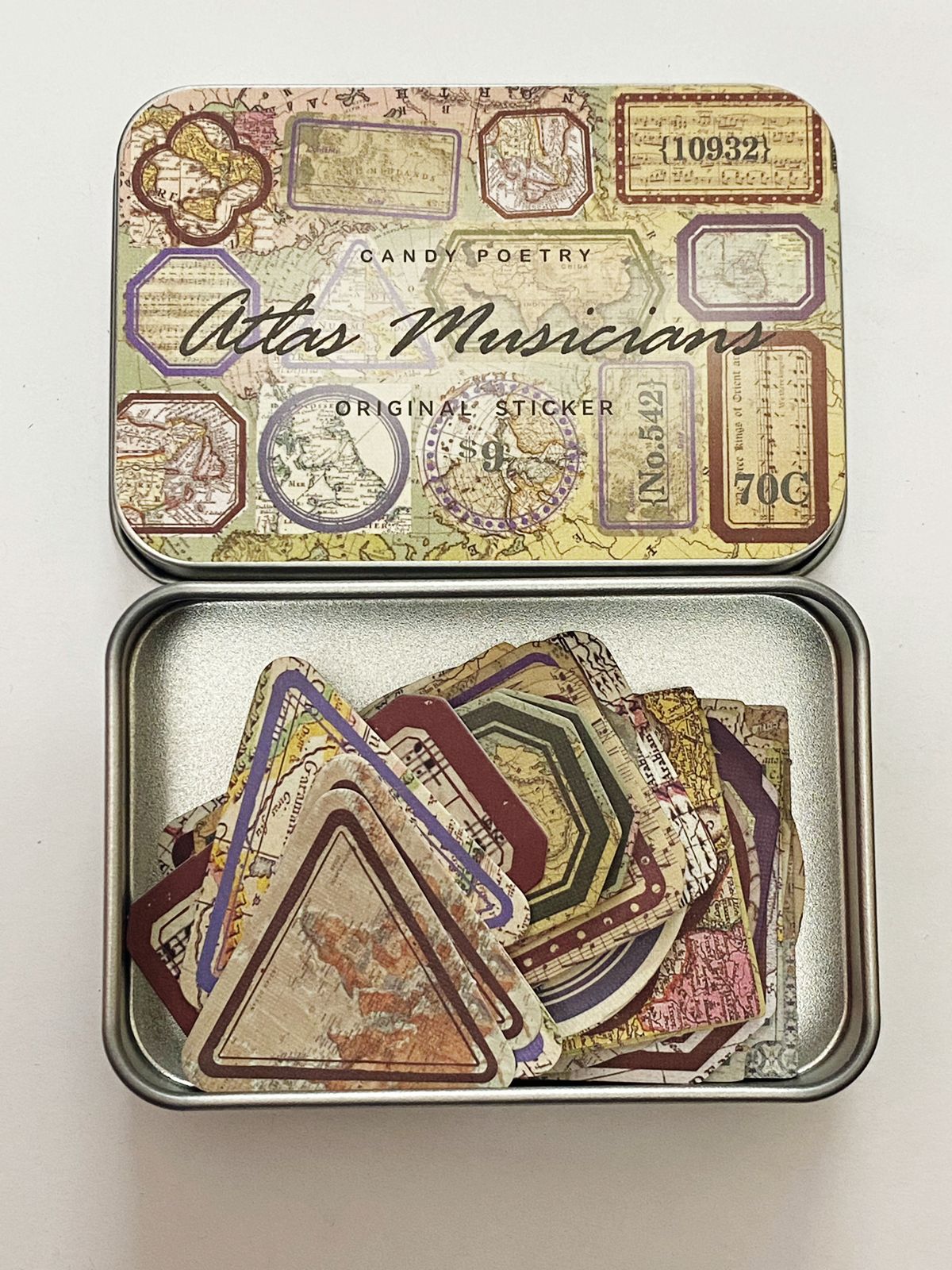 Vintage Tin Box Stickers – 40 pieces- Atlas Musicians