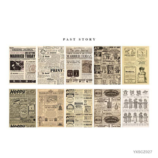 Vintage Sheets Set – 10 sheets- Past story – CPJ397