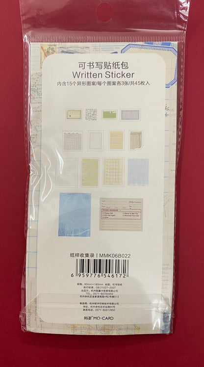 Written Stickers set – Collection of paper patterns – 15 Pieces- CPJ 413