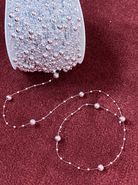 Beads / Pearl Lace – 5 Mtr -Color – Silver