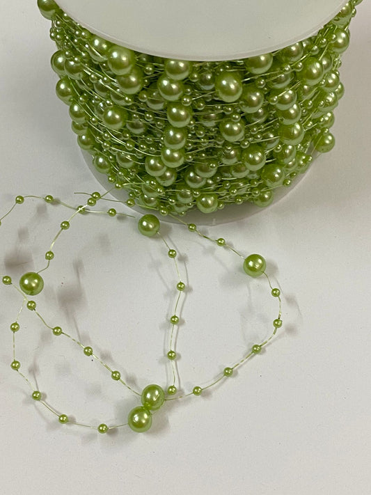 Bead / Pearl lace -55 mtr color Green