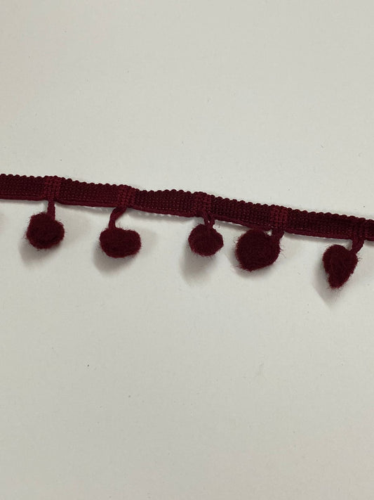 Pom Pom lace -1 mtr color : Wine