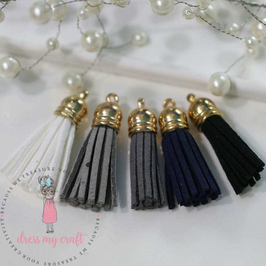 Small Faux Leather Tassel – Ebony & Ivory