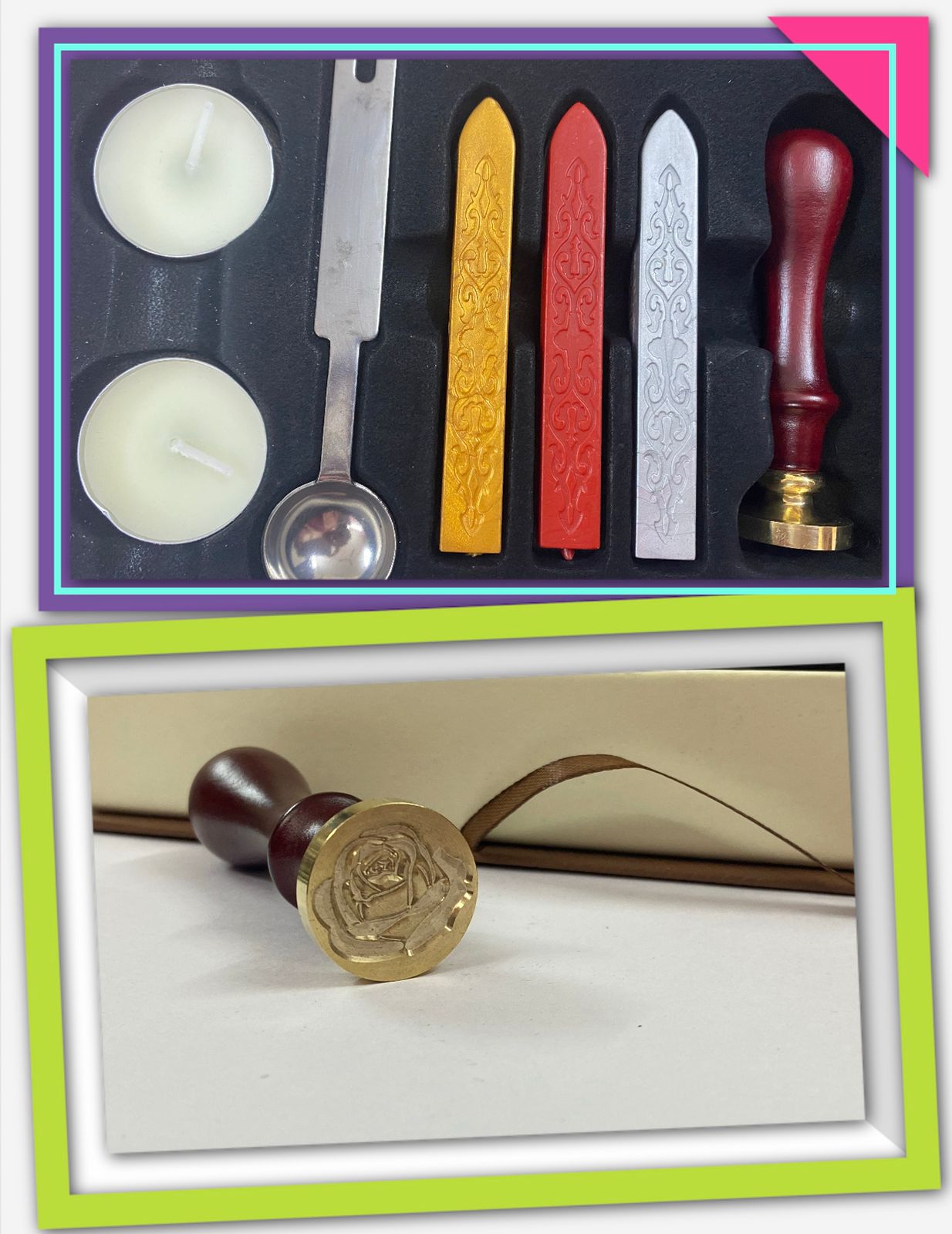 Wax Seal Stamp Set- Rose design 2