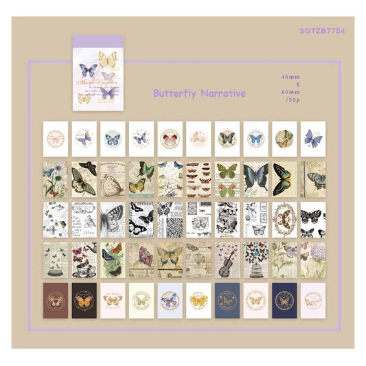 Vellum Ephemera Set of 50 sheets- (6×4 cm)- CPJ-81 - BUTTERFLY