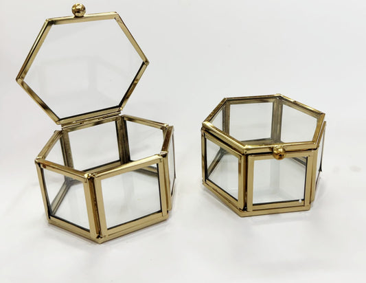 Vintage Glass Box Set for Ring – 2 pieces