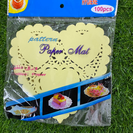 Paper Lace Doilies  – Heart- 6inch- Yellow Color
