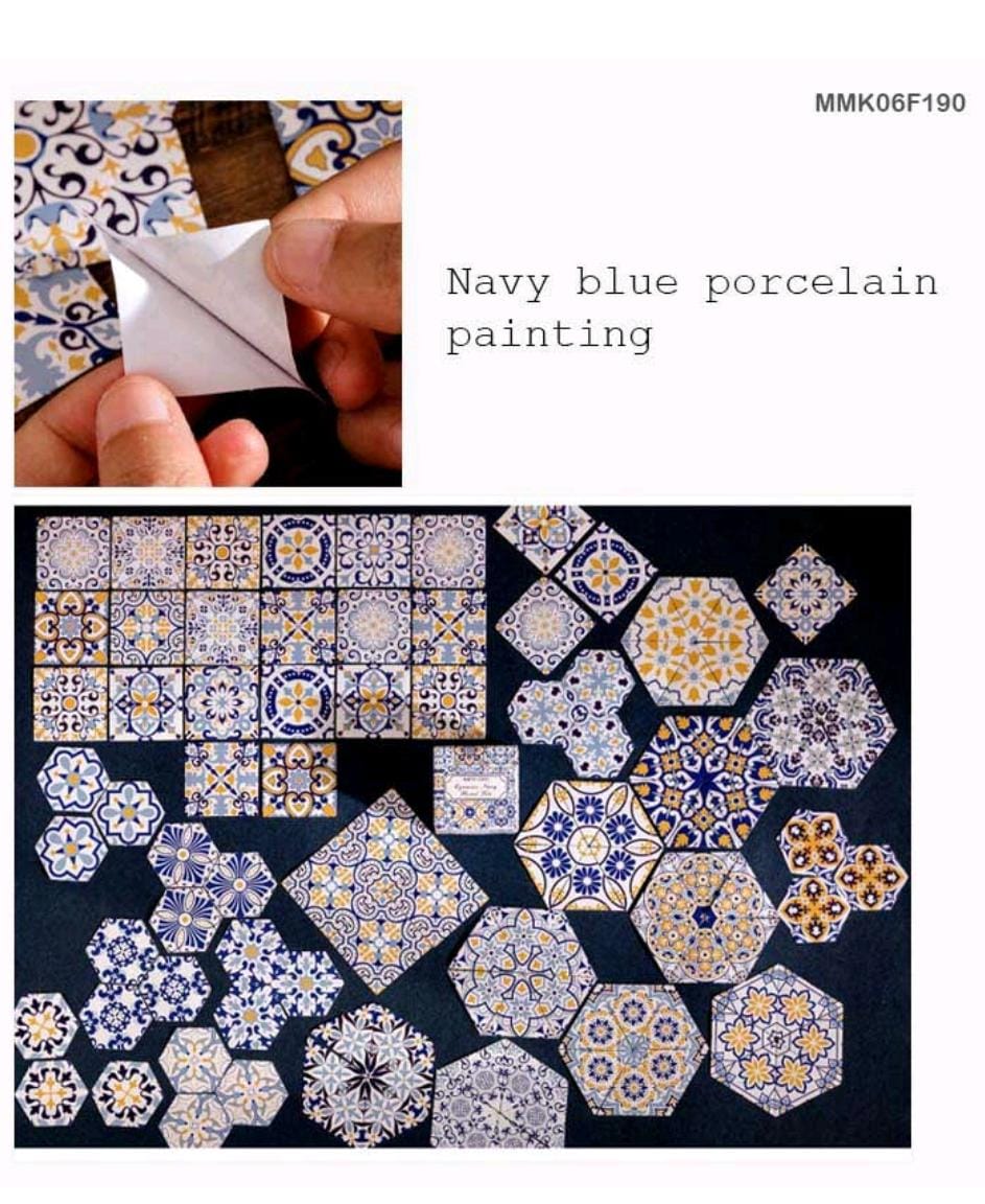 PAPER CUTOUT STICKER – Navy Blue Porcelain Painting, CPJ387