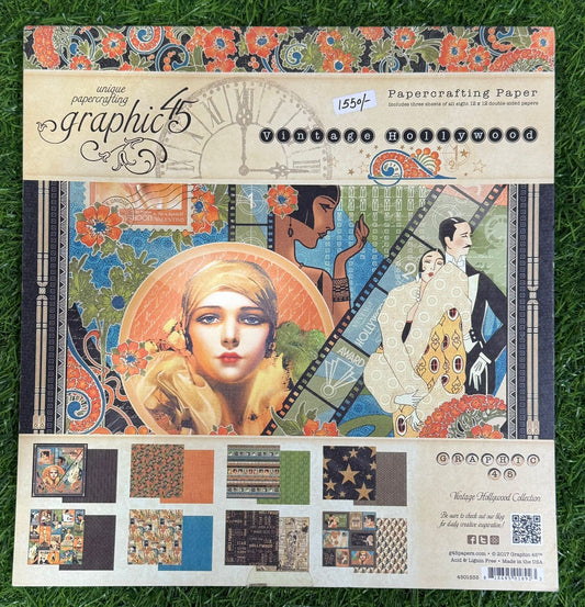 Vintage Hollywood, 3 sheets Each Of 8 Designs- 12×12- Double Sided Printed