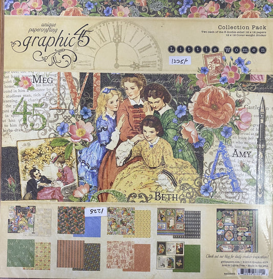 Little Women- 2 sheets Each Of 12 Designs- 12×12- Double Sided Printed