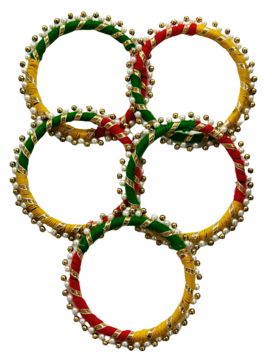 Gota patti Ring Multicolor 4 inch- 5 pieces
