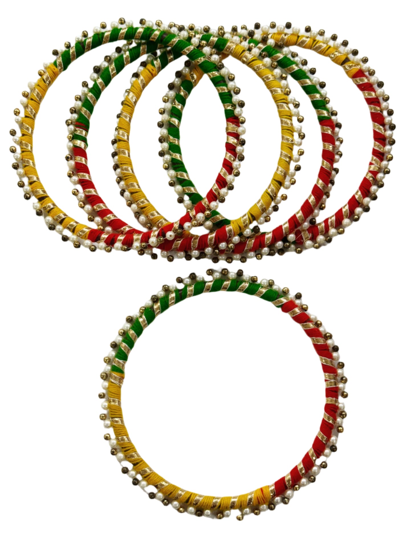Gota patti Ring Multicolor 6 inch- 5 pieces