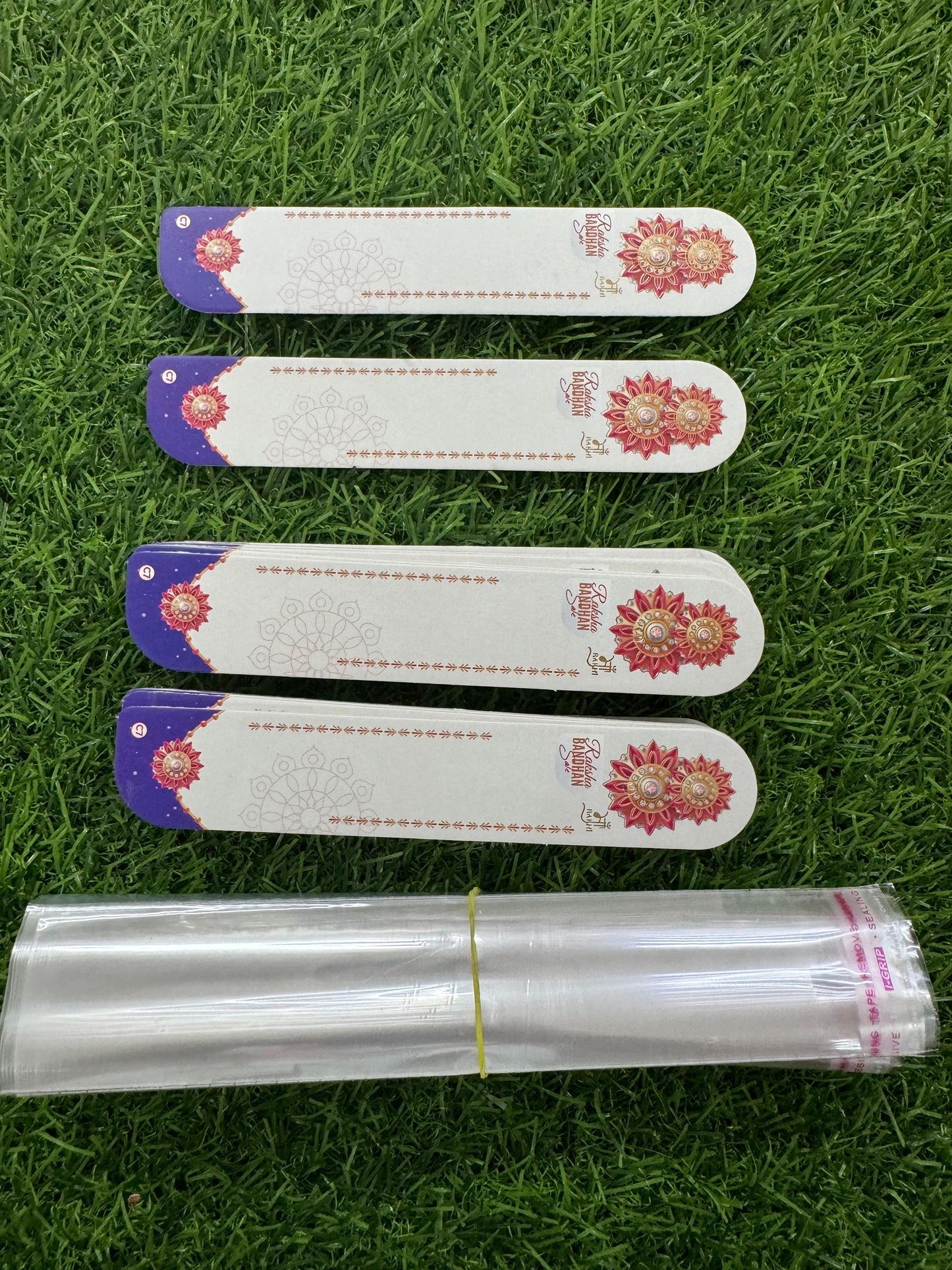 Rakhi Packaging Covers - 100 pieces  (Cards+ Polybag) design -3