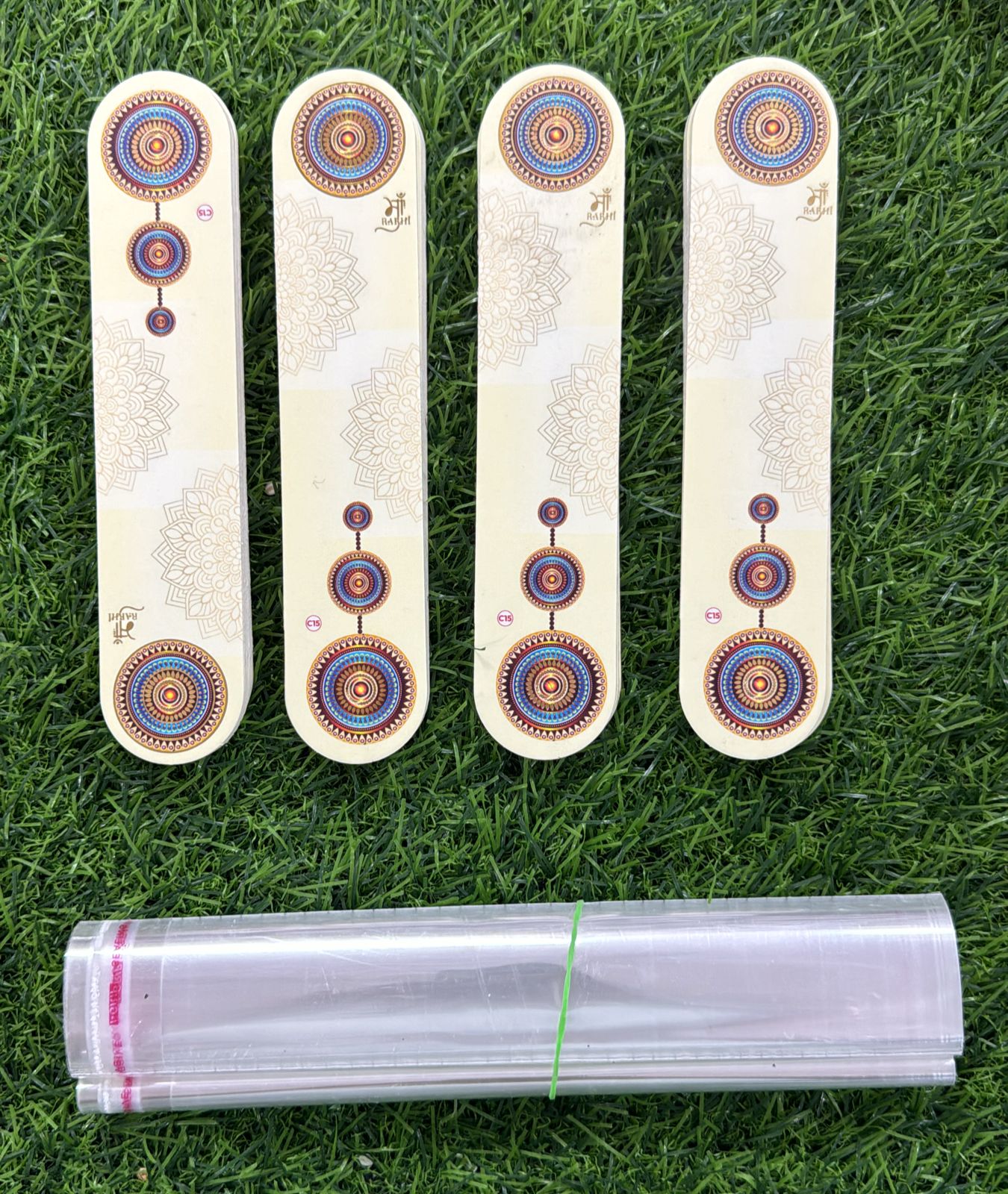 Rakhi Packaging Covers - 100 pieces  (Cards+ Polybag) design -14