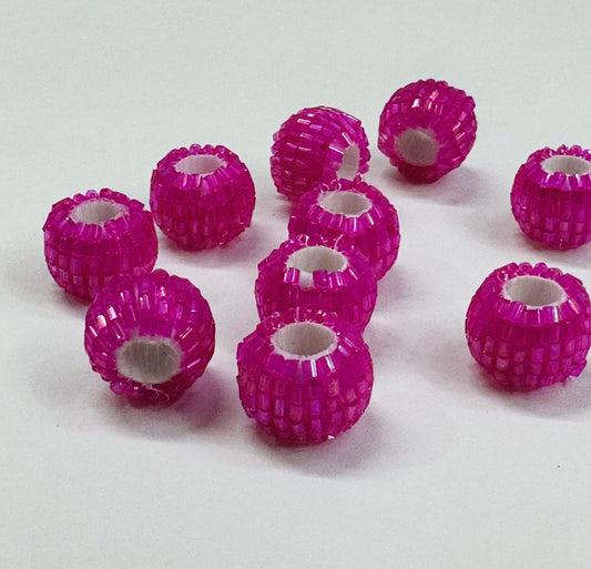 Glitter Balls - 10 pieces,  Color- Pink