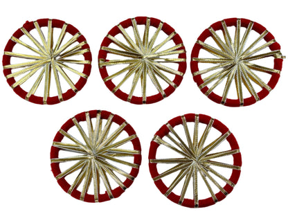 Gota patti Ring 4 inch- 5 pieces- Red