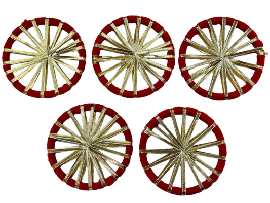 Gota patti Ring 4 inch- 5 pieces- Red
