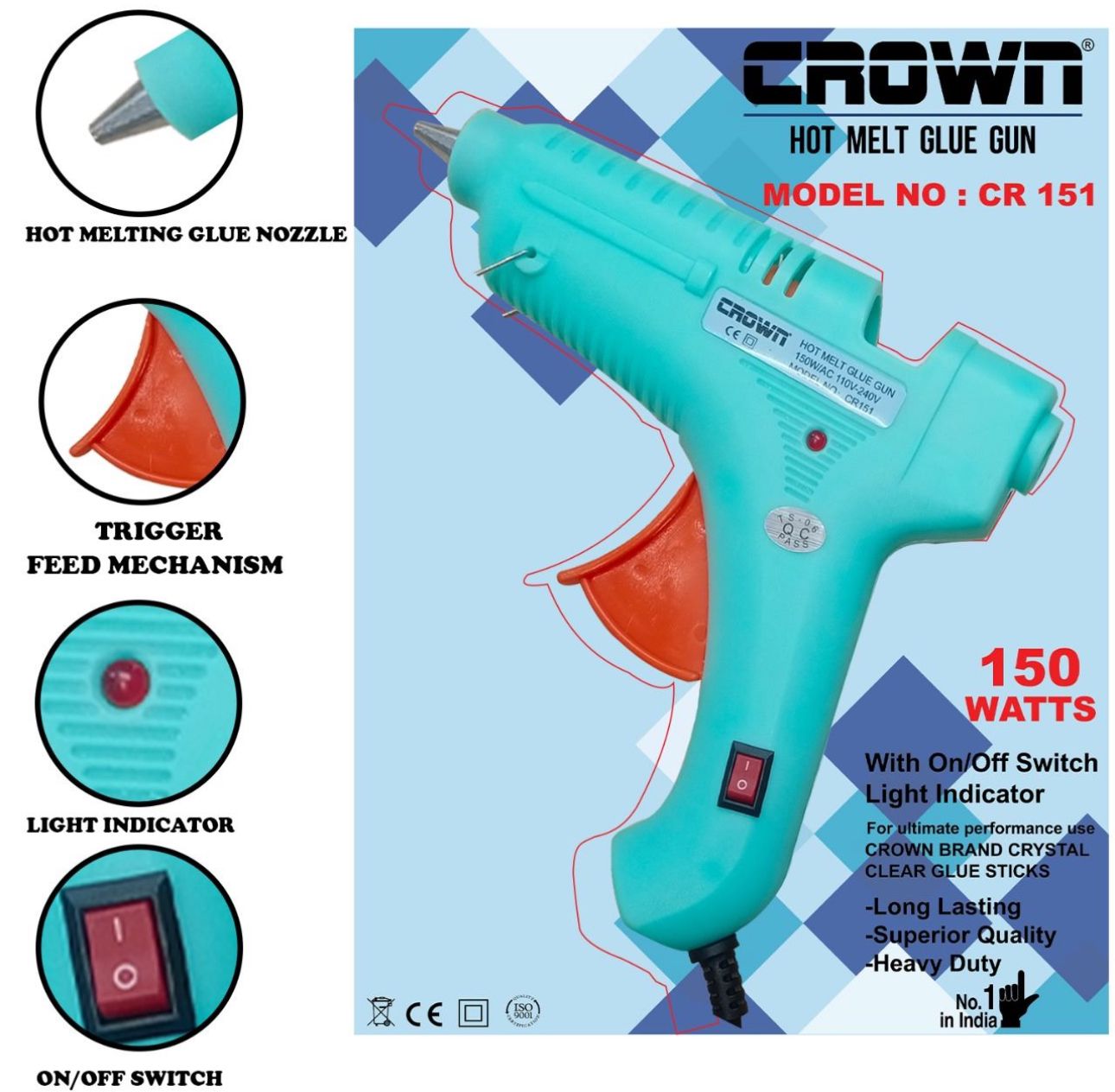 Glue Gun - 150 watts Model: CR151 - 1 Piece