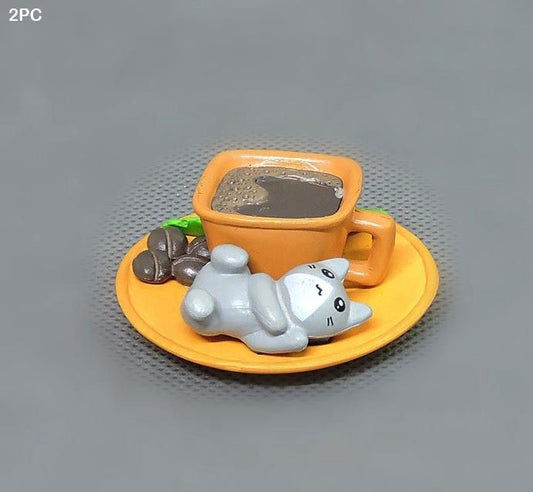 Cat with Coffee Cup Miniature - 2 piece D - 792
