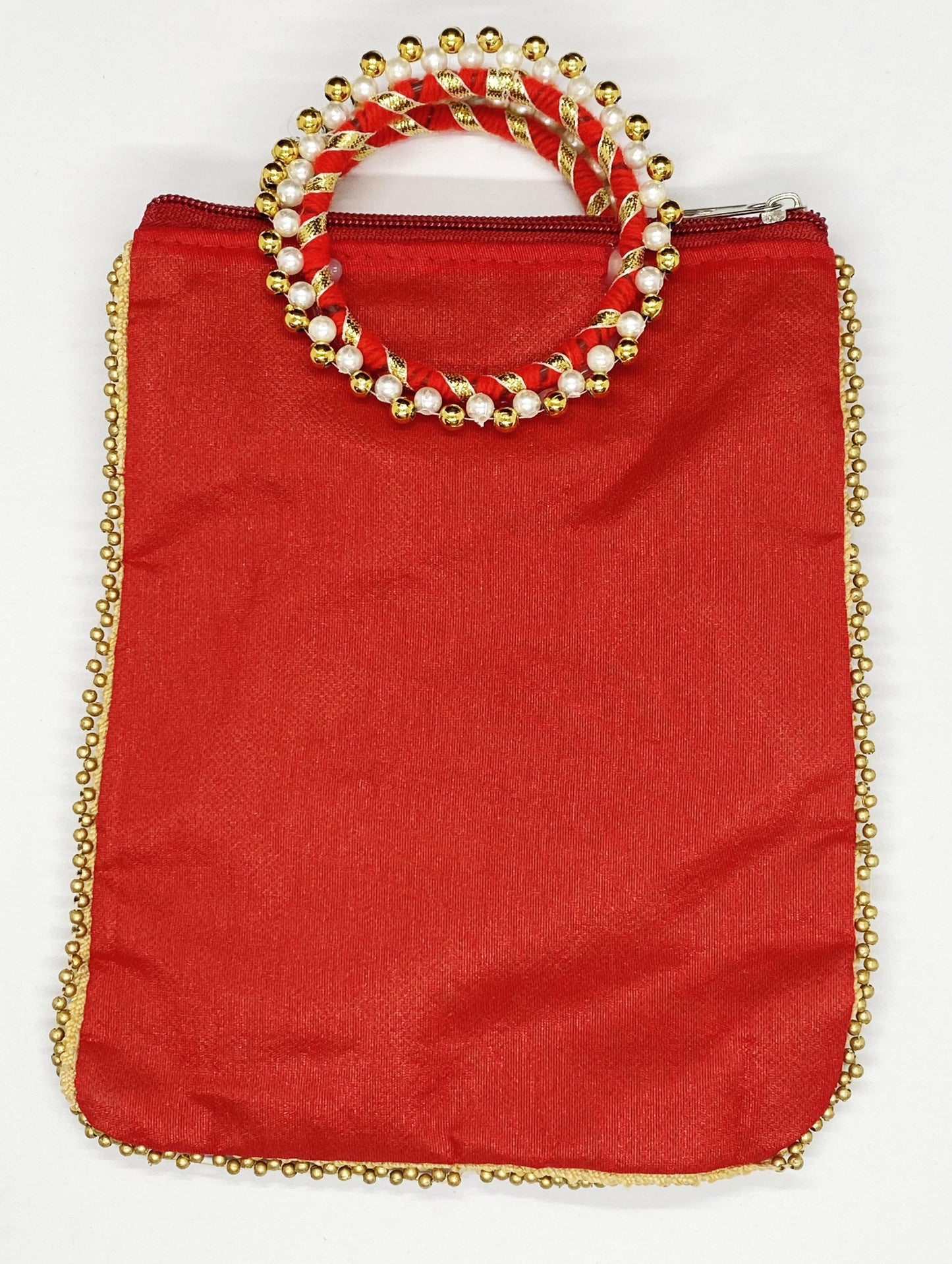 Fancy Potli Bag - 8 x 6 inch  - 5 Pieces , Red, Design -3