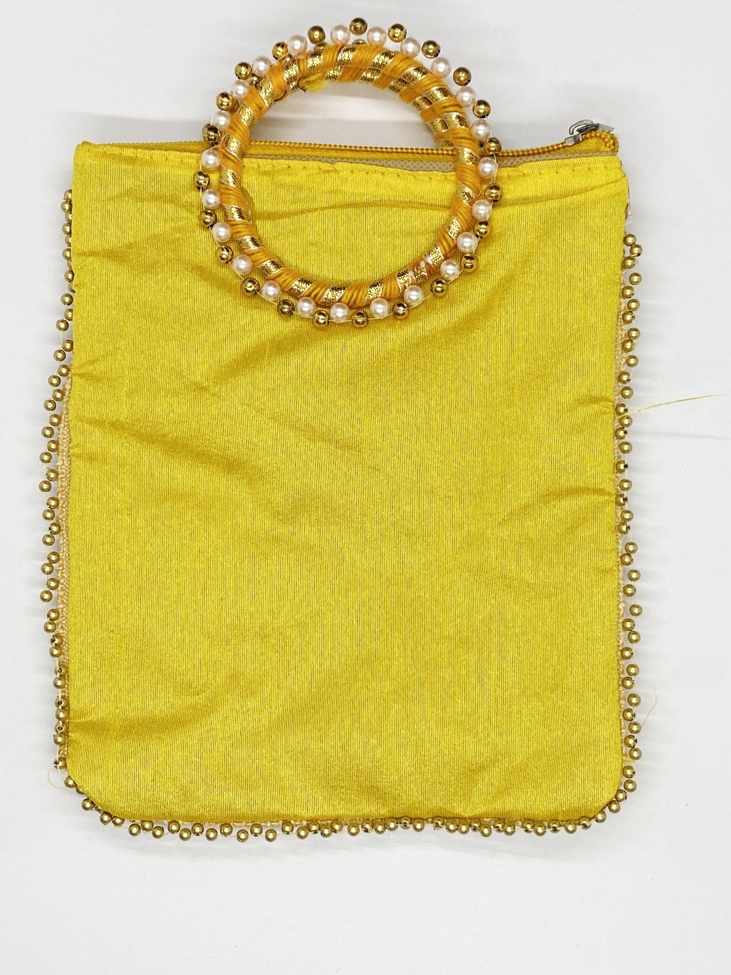 Fancy Potli Bag - 8 x 6 inch  - 5 Pieces , Yellow,  Design -4