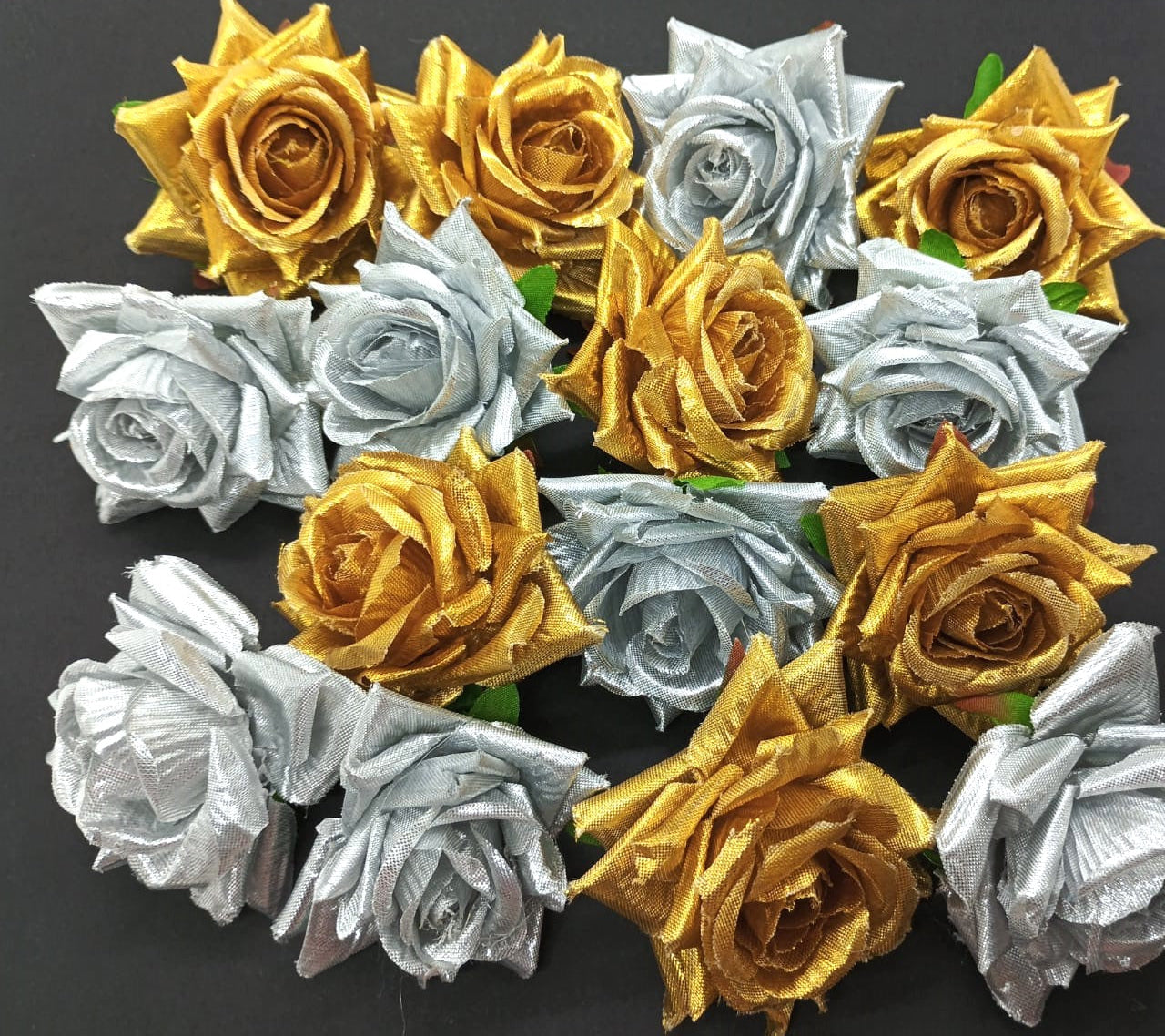 Velvet ROSES- 20 pieces shade - Golden  , Silver