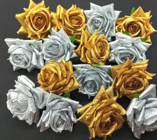 Velvet ROSES- 20 pieces shade - Golden  , Silver