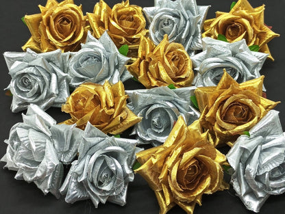 Velvet ROSES- 20 pieces shade - Golden  , Silver