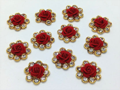 Red Rose Rhinestones - 10 piece