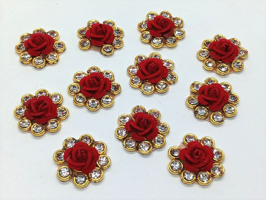 Red Rose Rhinestones - 10 piece
