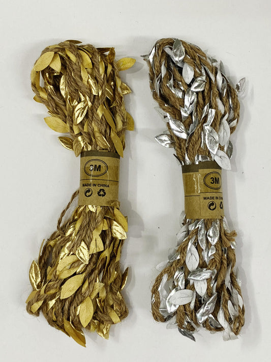 Leaves Jute Lace- 1 Silver + 1 Gold