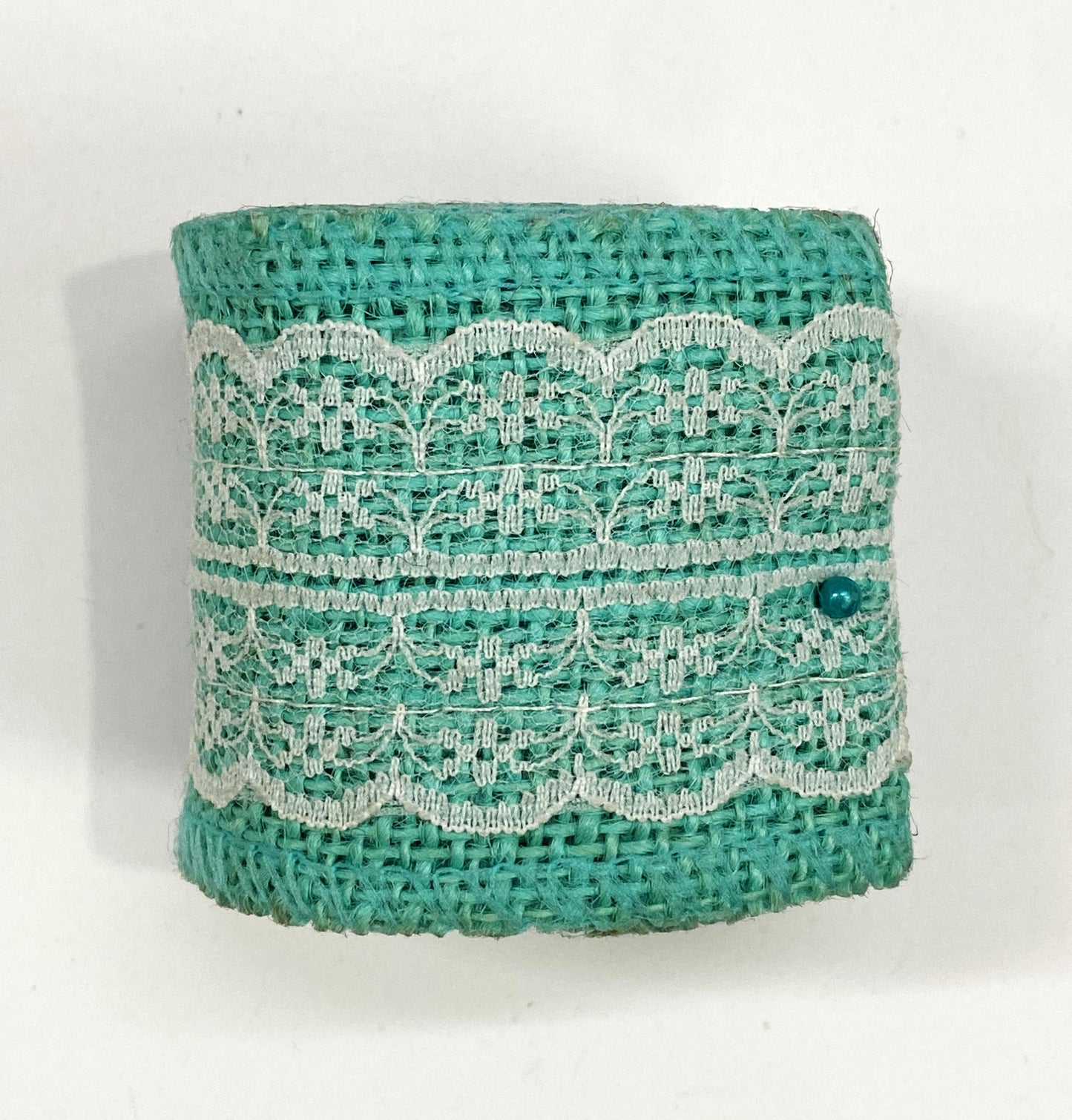 Jute and Net Lace- 1 roll- 2 mtr- Sea green