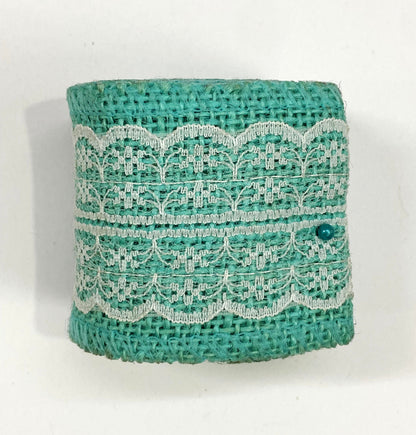 Jute and Net Lace- 1 roll- 2 mtr- Sea green