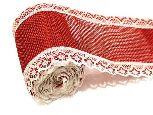 Jute Lace- 1 roll- Red- 2 mtr- Red