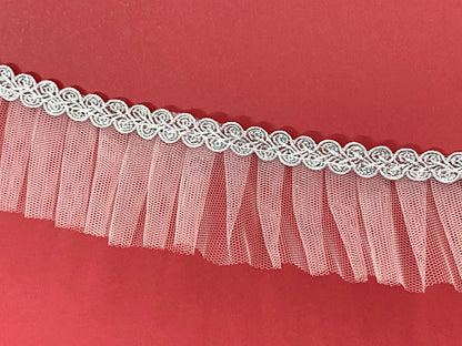 Frill Net Lace- 1  mtr- Silver