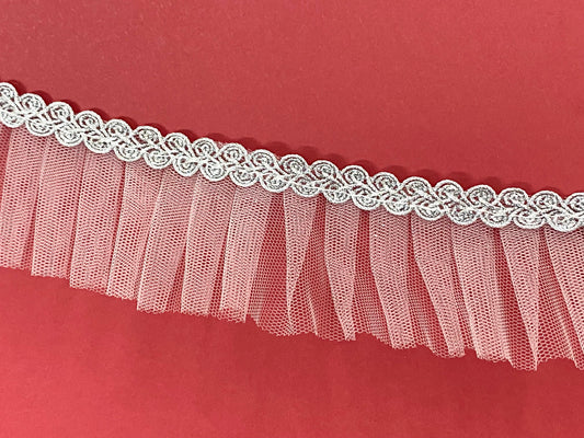 Frill Net Lace- 1  mtr- Silver