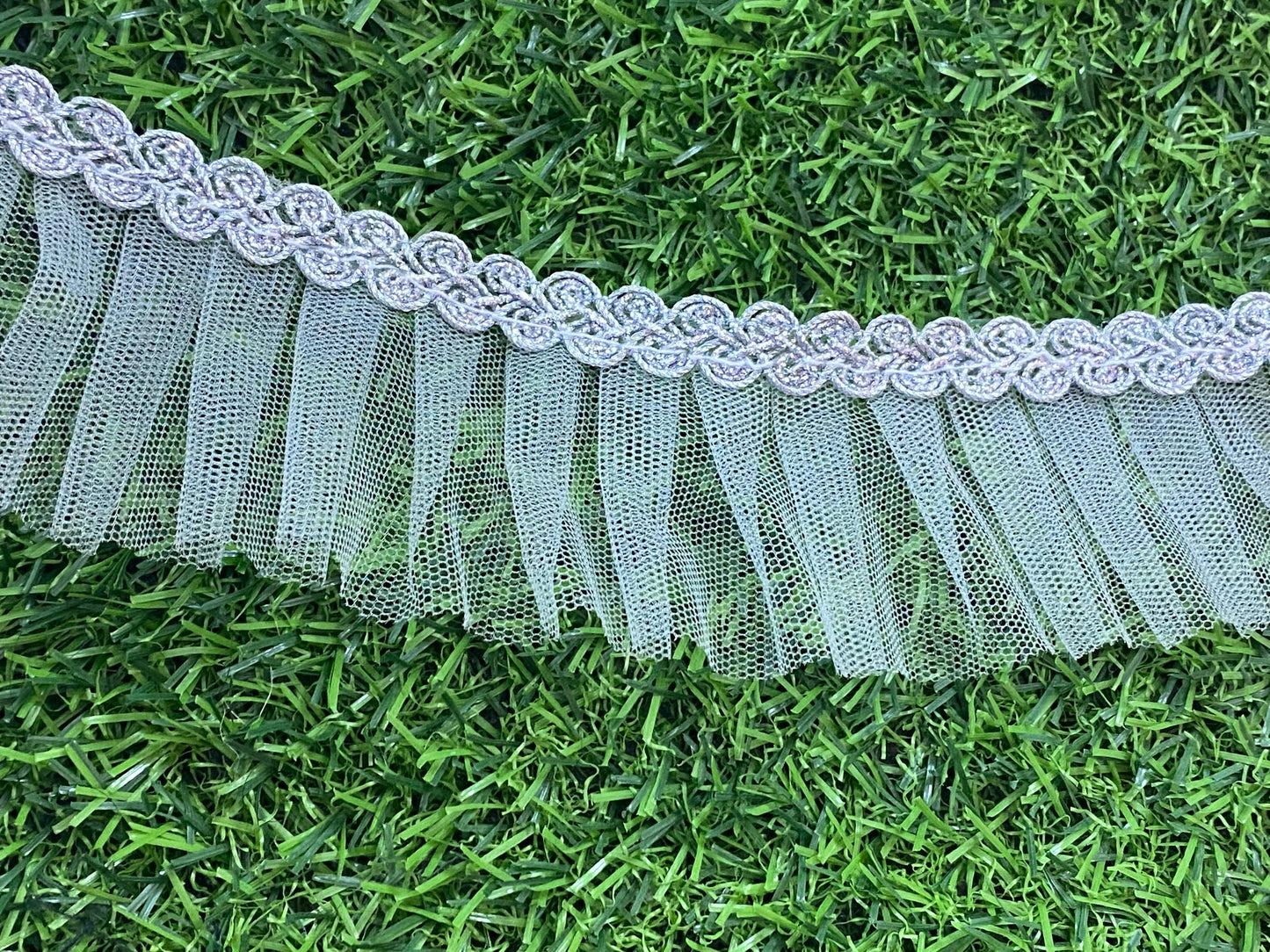 Frill Net Lace- 1  mtr- Silver