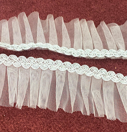 Frill Net Lace- 1  mtr- Silver