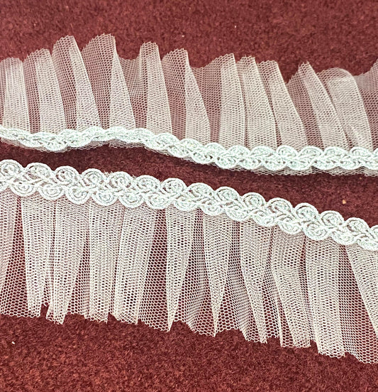 Frill Net Lace- 1  mtr- Silver