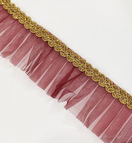 Frill Net Lace- 1  mtr- Mehroon