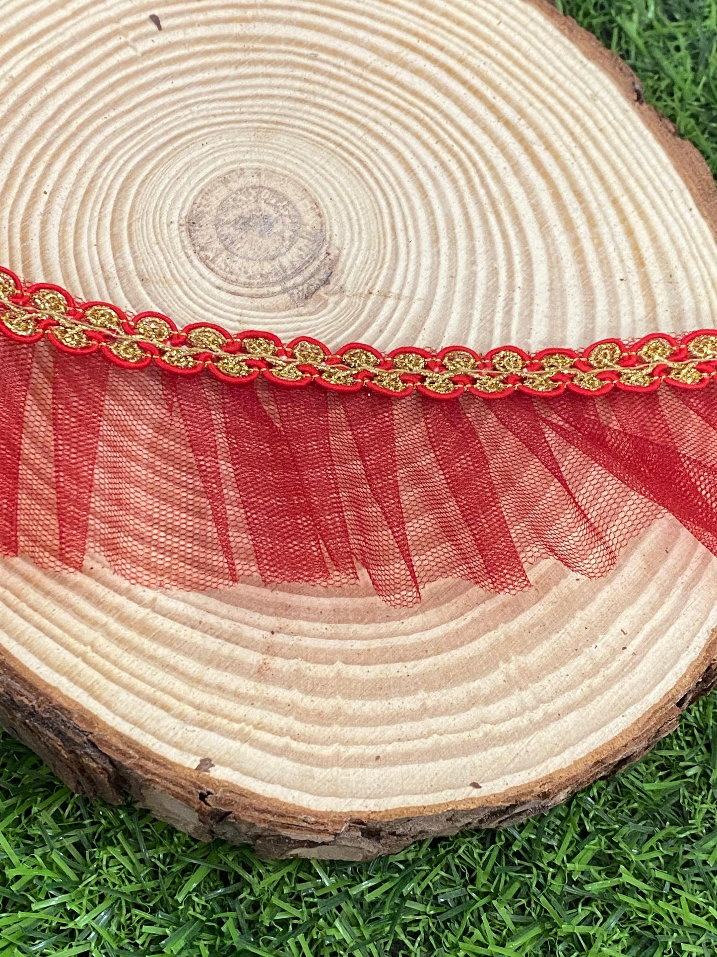 Frill Net Lace- 1  mtr- Red
