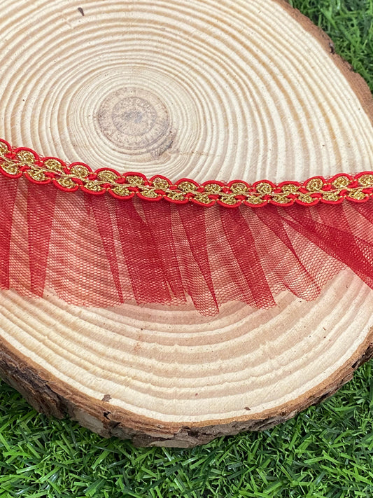 Frill Net Lace- 1  mtr- Red