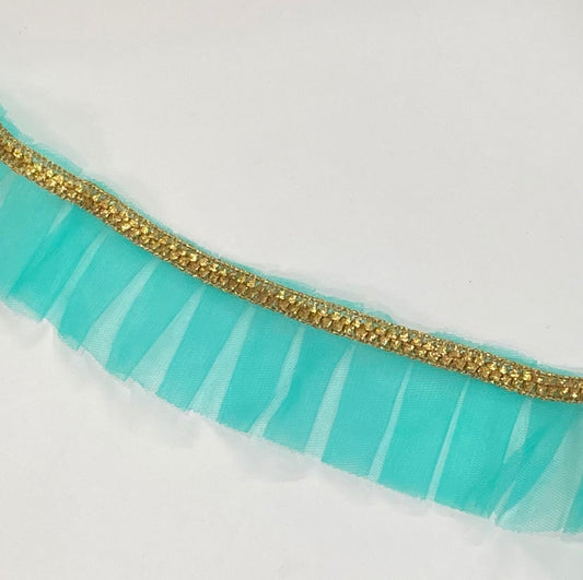 Frill Net Lace- 1  mtr- Sea Green