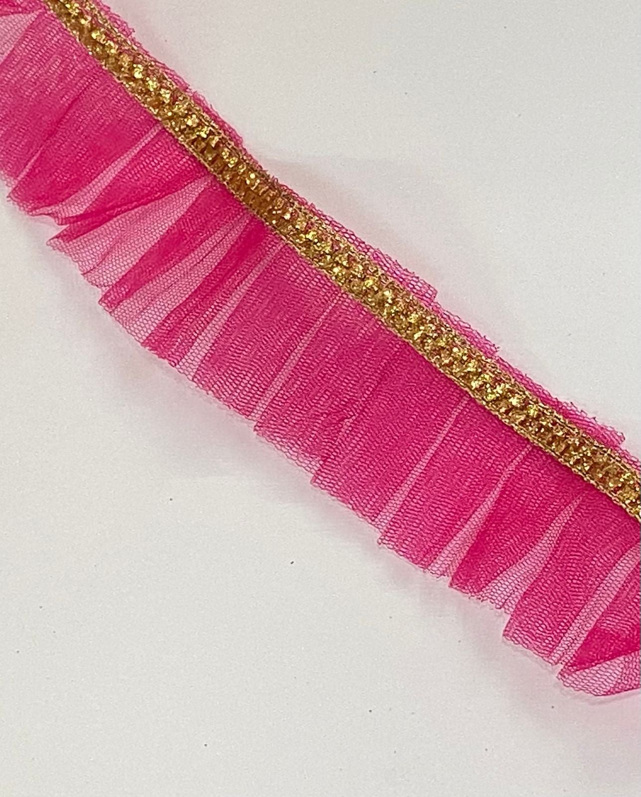 Frill Net Lace- 1  mtr- Bright Pink
