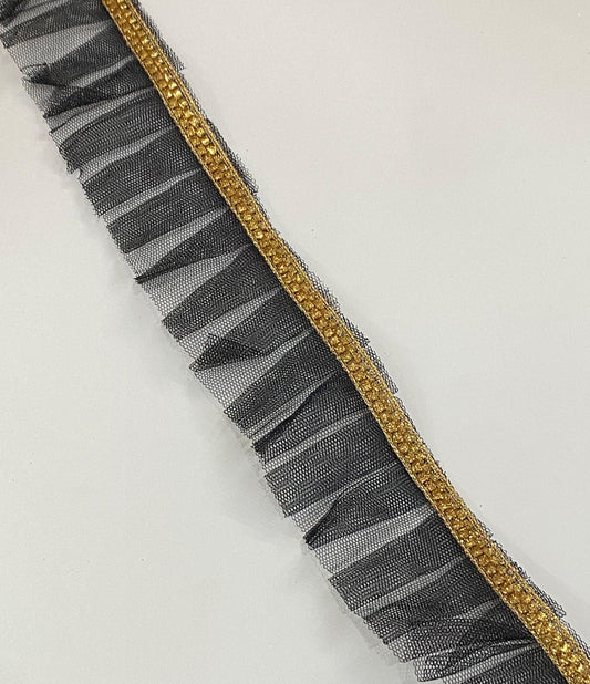 Frill Net Lace- 1  mtr- Black