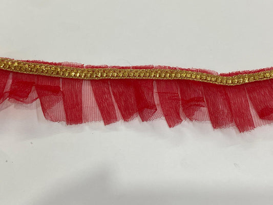 Frill Net Lace- 1  mtr- Red