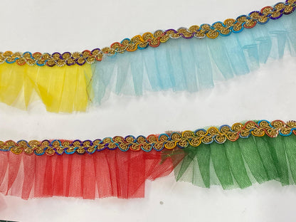 Frill Net Lace- 1  mtr- Multicolor