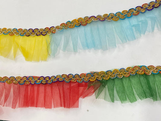 Frill Net Lace- 1  mtr- Multicolor