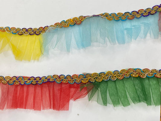 Frill Net Lace- 1  mtr- Multicolor