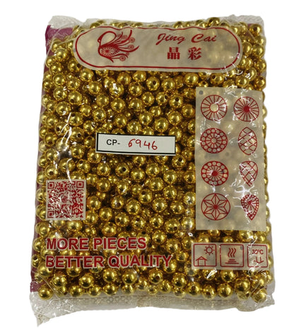 Golden Beads - 500 gm - 10  mm